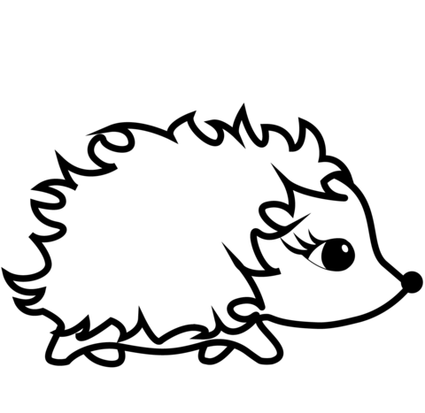 Cute Cartoon Hedgehog Coloring Page